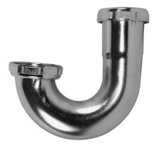 Tubular Sink Trap “J” Bend 1-1/2" Chrome, 20 Gauge With Brass Nuts