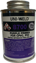 PVC and CPVC Purple Primer Cleaner 1/4 Pint