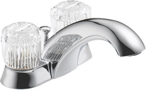 Delta 4" Center Lavatory Faucet With Acrylic Handles and Metal Pop Up Drain 1.2 GPM