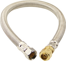 Stainless Steel Braided Supply, 3/8" Compression X 3/8" Compression Half Union X 16"