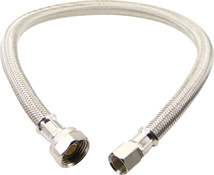 Stainless Steel Braided Supply, 3/8" Flare X 1/2" FPT X 20"
