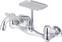 Central Brass Wall Mount Sink Faucet With 6" Spout & Soap Dish