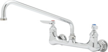 T&S Brass 8" Wall Mount Sink Faucet With 12" Spout And Ceramic Disc Cartridges