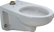 Zurn Wall-Hung Siphon-Jet Toilet Bowl, Elongated, Top Spud, White Vitreous China