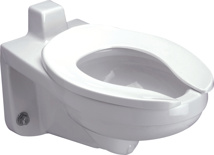 Zurn Wall-Hung Siphon-Jet Toilet Bowl, Concealed Back Spud, Elongated, ZurnSHIELD™, White Vitreous China
