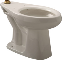 Zurn Floor-Mount Siphon-Jet Toilet Bowl, Top Spud, Bottom Outlet, Elongated, ADA Height, Vitreous China