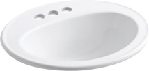 Kohler® Pennington® Drop-In Bathroom Sink With Centerset Faucet Holes, 17-1/2" X 20-1/4" 