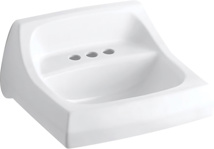 Kohler® Kingston™ 21-1/4" x 18-1/8" Wall-Mount/Concealed Arm Carrier Bathroom Sink With 4" Centerset Faucet Holes