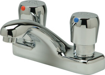 Zurn AquaSpec® Metering Faucet, Deck Mount with 1.0 gpm Spray Outlet, 4-1/4” Spout, Push-Button Handles -Chrome