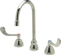 Zurn AquaSpec® Widespread Gooseneck Faucet, 5 3/8" Spout, 2.2 gpm Pressure-Compensating Aerator, 4" Wrist Blade Handles