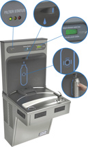 Halsey Taylor HydroBoost Filtered Bottle Filling Station & Single ADA Cooler, 8 GPH Stainless Steel. Fill Rate is 1.1 GPF, Model HTHB-HAC8SS-WF