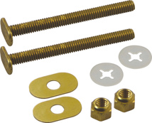 Solid Brass Closet Bolts 5/16" X 3-1/2" with Plain Brass Nuts