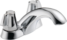 Delta 4" Center Lavatory Faucet With CP Lever Handles Less Pop Up 1.2 GPM