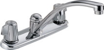 Delta 8" 3 Hole Center, Two Handle Kitchen Faucet Less Spray, 1.8 GPM