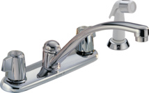 Delta 8" 4 Hole Center, Two Handle Kitchen Faucet with Spray, 1.8 GPM
