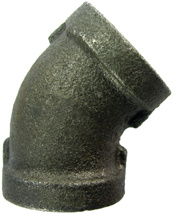 3/8" Black Malleable 45° Elbow