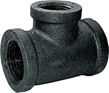 1" x 1" x 3/4" Black Malleable Reducing Tee