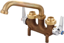 Central Brass 6-Inch Cast Spout with Hose End Rough Brass Finish