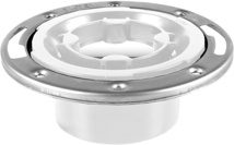 Closet Flange Stainless Steel Adjustable Ring with Knockout PVC DWV Inside 4" x 3" Hub