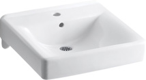 Kohler® Soho® 20" X 18" Wall-Mount/Concealed Arm Carrier Bathroom Sink With Single Faucet Hole