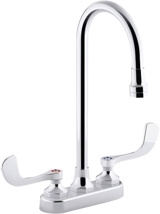 Kohler® Triton® Bowe® 1.0 GPM Centerset Bathroom Sink Faucet with Gooseneck Spout and Wristblade Handles, Drain Not Include.