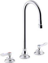 Kohler® Triton® Bowe® 1.0 GPM Widespread Bathroom Sink Faucet with Aerated Flow, Gooseneck Spout and Lever Handles, Drain not Included.