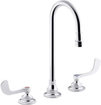 Kohler® Triton® Bowe® 1.0 GPM Widespread Bathroom Sink Faucet With Laminar Flow, Gooseneck Spout and Wristblade Handles, Drain Not Included.