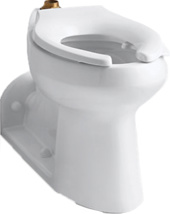 Kohler Anglesey™ Comfort Height® Floor-Mounted Top Rear Outlet Flushometer Bowl with Bedpan Lugs