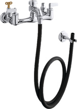 Kohler® Double Lever Handle Service Sink Faucet with Loose-Key Stops, Rubber Hose, Wall Hook and Lever Handles