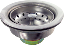 Complete Regular Stainless Steel Strainer Assembly With Zamac Lock Nut And Zamac Slip Joint Nut, Basket Has A Metal Post