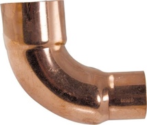 1" x 1/2" Wrot Copper Reducing 90˚ Elbow