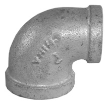 3/4" x 1/2" Galvanized Malleable Reducing 90° Elbow