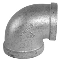 1-1/2" x 1-1/4" Galvanized Malleable Reducing 90° Elbow