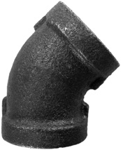 1/2" Black Malleable 45° Elbow