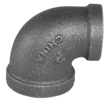 3/4" x 1/2" Black Malleable Reducing 90° Elbow