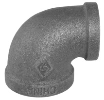 1" x 3/4" Black Malleable Reducing 90° Elbow