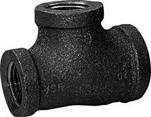 3/4" x 3/4" x 1/2" Black Malleable Reducing Tee